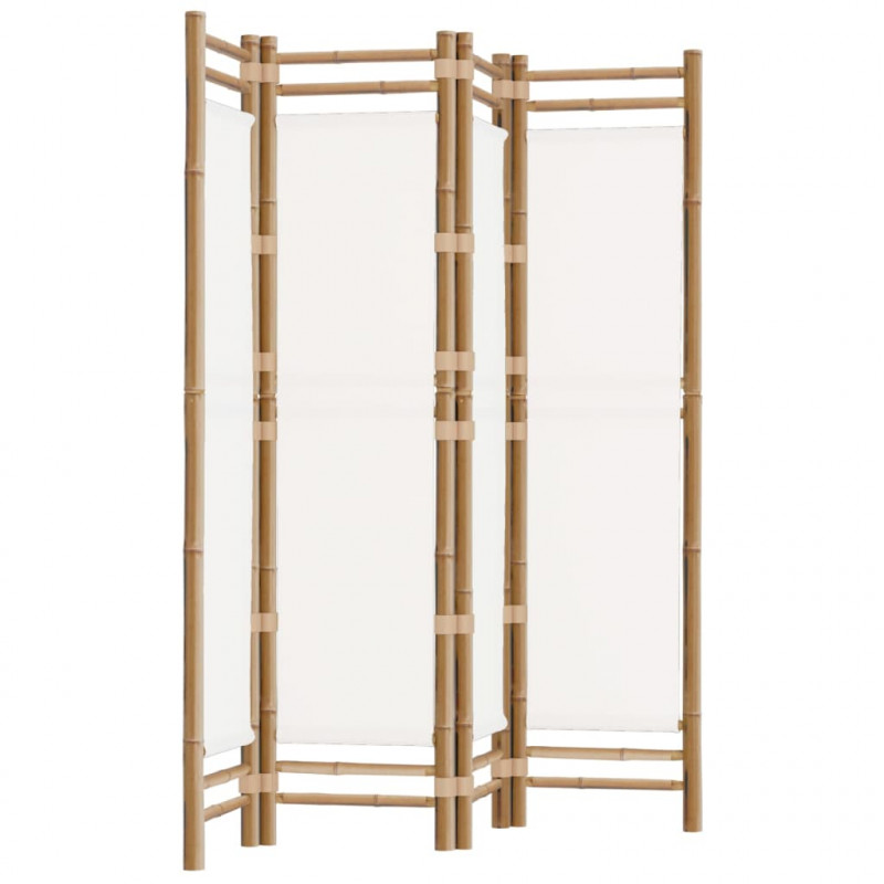 Składany parawan 4-panelowy, 160 cm, bambus i płótno