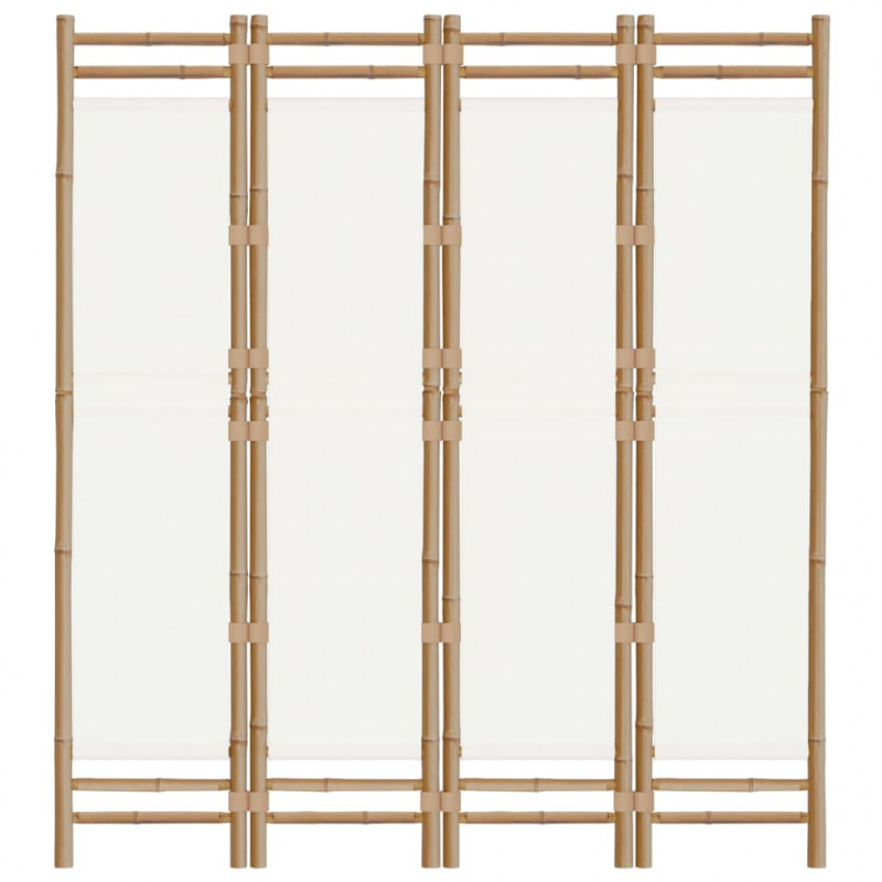 Składany parawan 4-panelowy, 160 cm, bambus i płótno