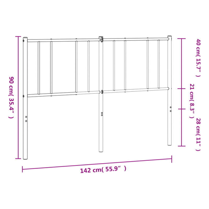 Metalowe wezgłowie, czarne, 135 cm