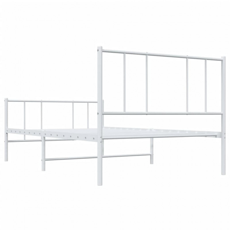Metalowa rama łóżka z wezgłowiem i zanóżkiem, biała, 80x200 cm