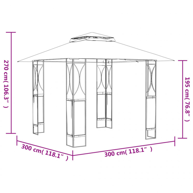 Altana z dachem, antracytowa, 300x300x270 cm, stal