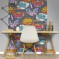 DUTCH WALLCOVERINGS Tapeta z motywem graffiti, wielokolorowa, L179-01