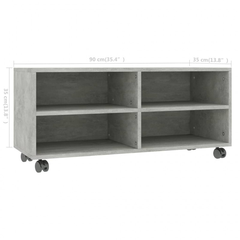 Szafka pod TV, kolor betonowy szary, 90x35x35 cm