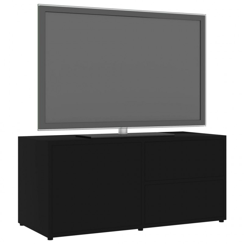 Szafka pod TV, czarna, 80x34x36 cm materiał drewnopochodny