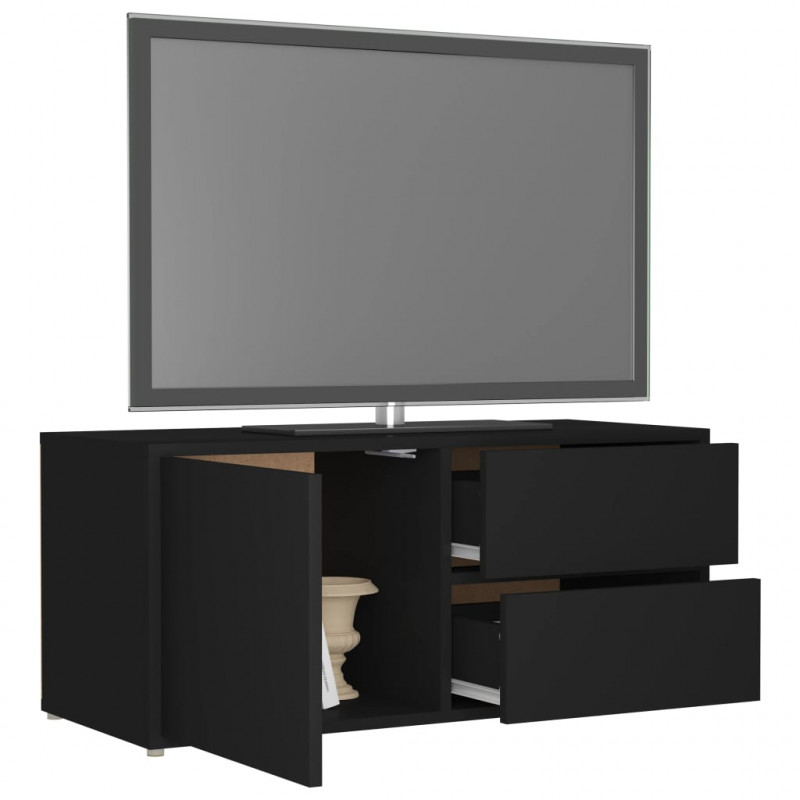 Szafka pod TV, czarna, 80x34x36 cm materiał drewnopochodny
