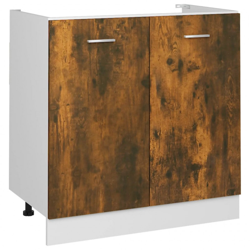 Szafka pod zlewozmywak, przydymiony dąb, 80x46x81,5 cm