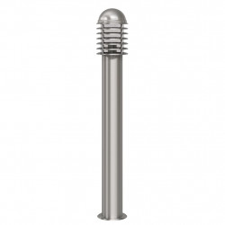 Lampa podłogowa ze stali nierdzewnej.