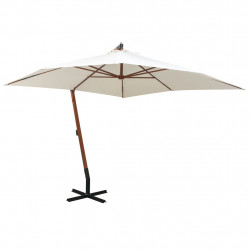 Parasol ogrodowy wiszący, 300 x 300 cm, drewniany, biały