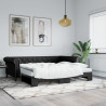 Sofa rozsuwana z materacami, czarna, 90x200 cm, ekoskóra