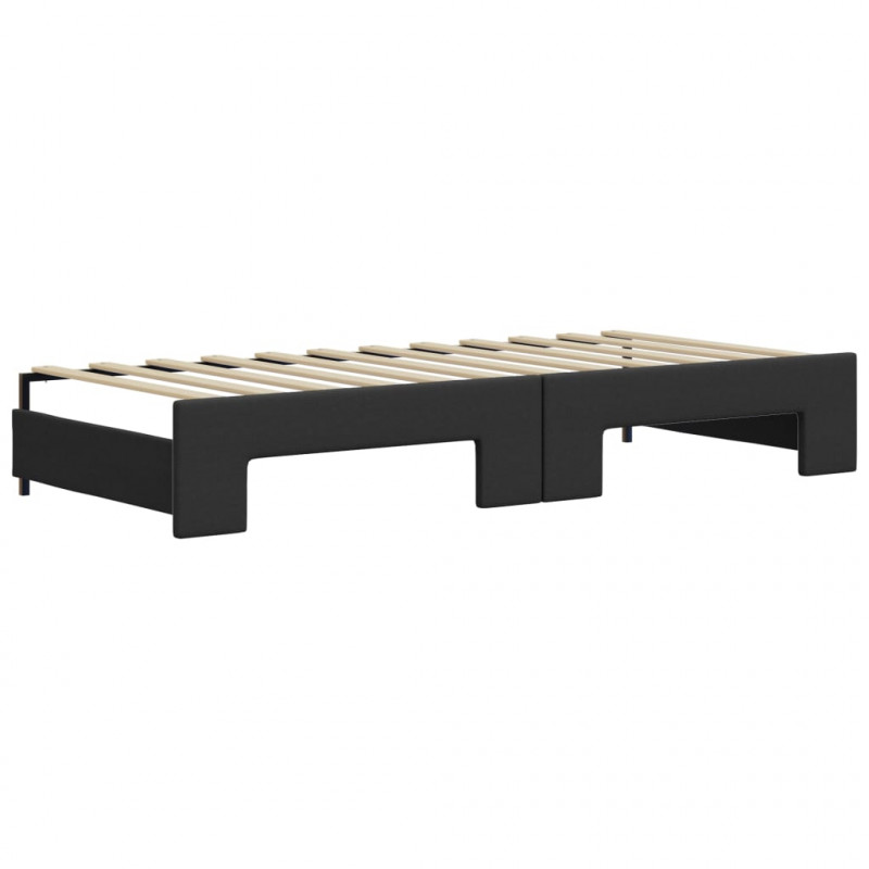 Sofa rozsuwana z materacami, czarna, 90x200 cm, ekoskóra