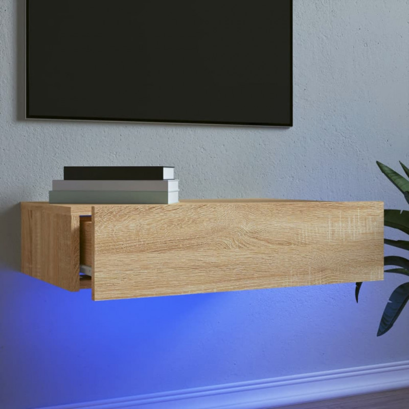 Szafka telewizyjna z LED, dąb sonoma, 60x35x15,5 cm