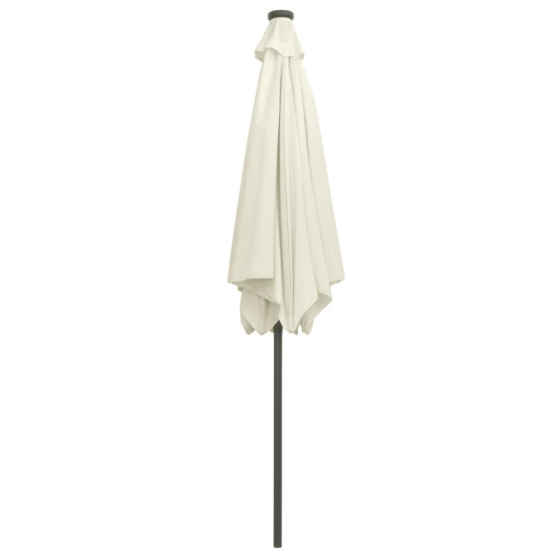 Parasol ogrodowy z LED i aluminiowym słupkiem, 300 cm, piaskowy