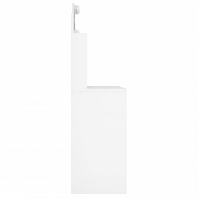 Toaletka z oświetleniem LED, biała z połyskiem, 96x40x142 cm