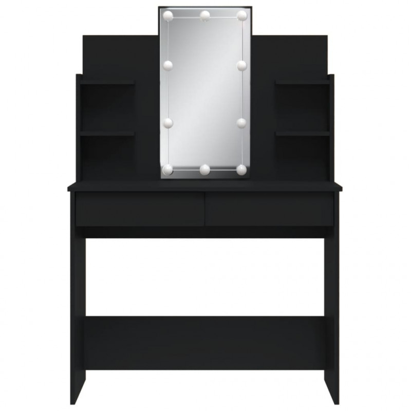 Toaletka z oświetleniem LED, czarna, 96x40x142 cm