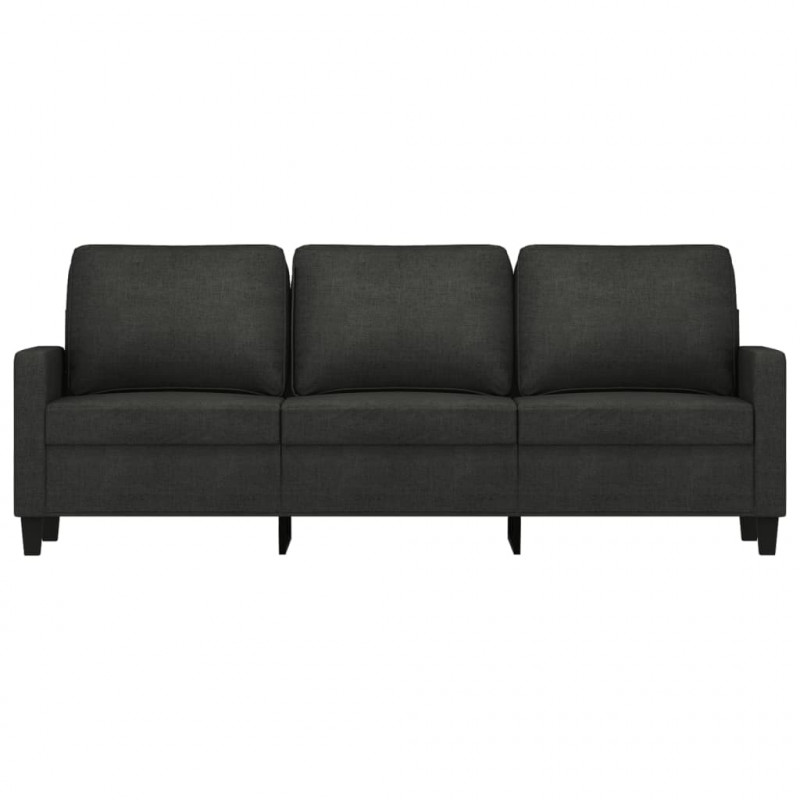 Sofa 3-osobowa, czarna, 180 cm, tapicerowana tkaniną