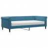 Sofa z materacem do spania, niebieska, 90x200 cm, aksamit
