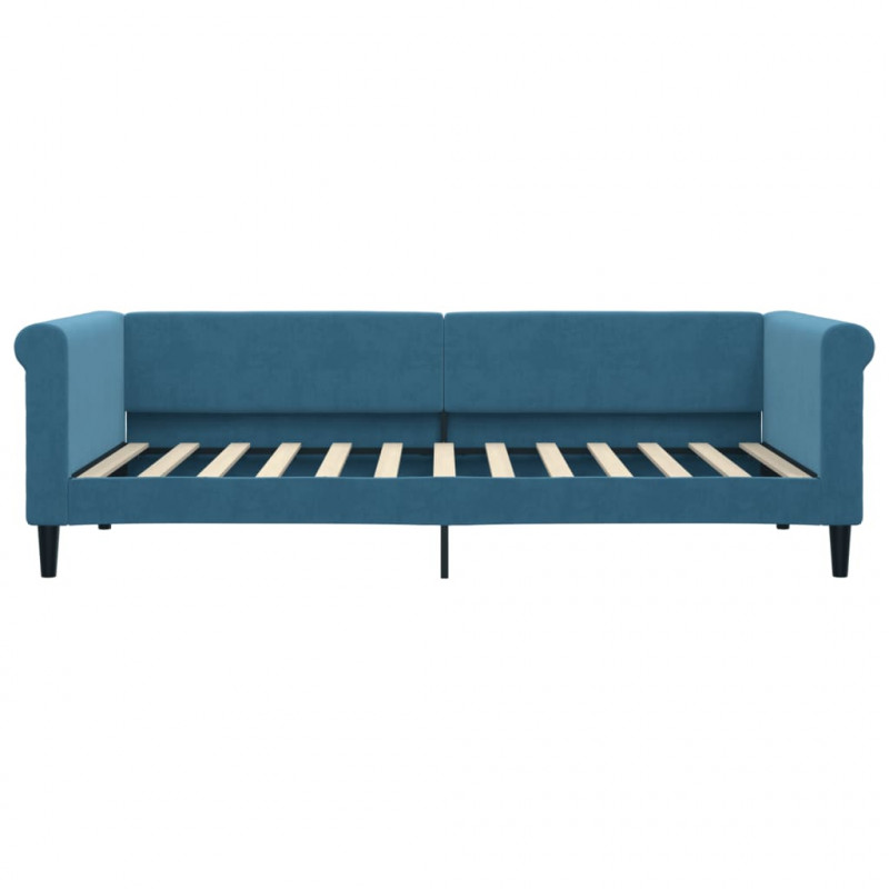 Sofa z materacem do spania, niebieska, 90x200 cm, aksamit