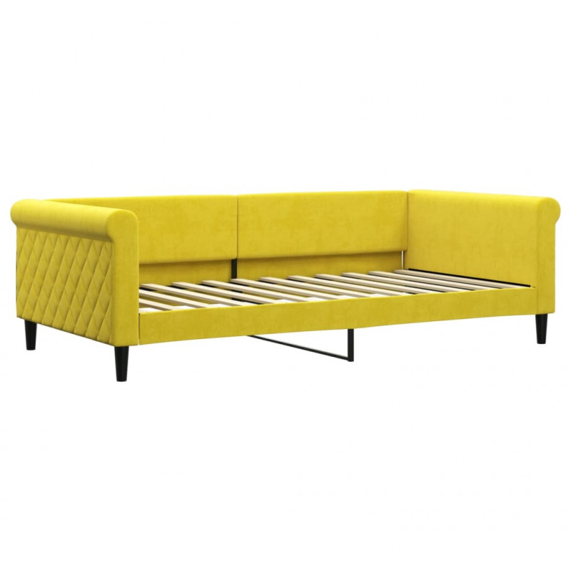 Sofa z materacem do spania, żółta, 100x200 cm, aksamit
