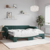 Sofa rozsuwana z materacami, ciemnozielona, 90x200 cm, aksamit