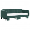 Sofa rozsuwana z materacami, ciemnozielona, 90x200 cm, aksamit