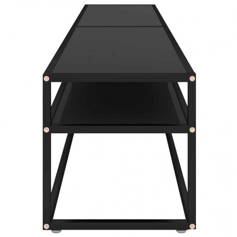 Szafka pod TV, czarna, 200x40x40,5 cm, hartowane szkło