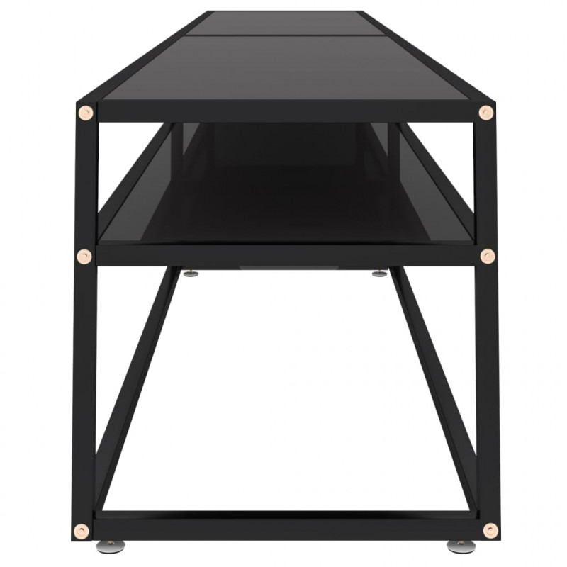 Szafka pod TV, czarna, 220x40x40,5 cm, hartowane szkło
