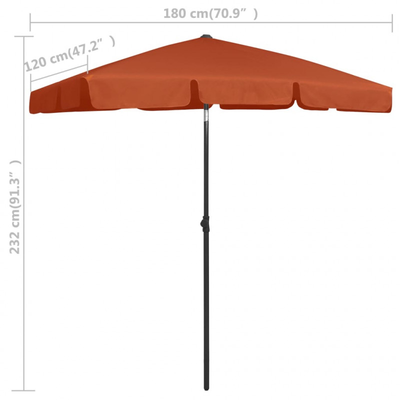Parasol plażowy, terakota, 180x120 cm