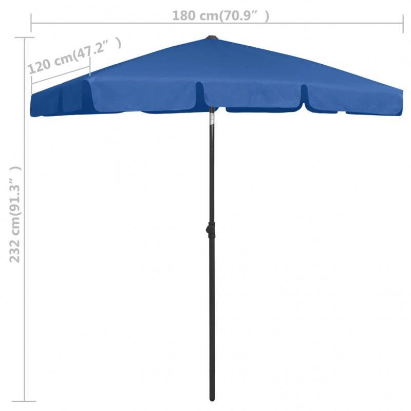 Parasol plażowy, niebieski, 180x120 cm