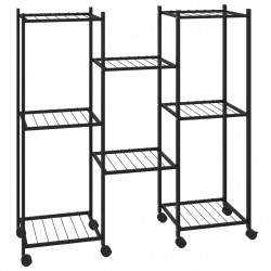 Kwietnik z kółkami, 83x25x83,5 cm, czarny, żelazny