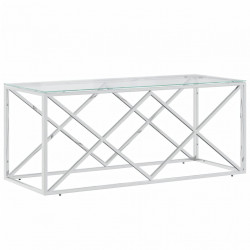 Stolik kawowy, 110x45x45 cm, stal nierdzewna i szkło