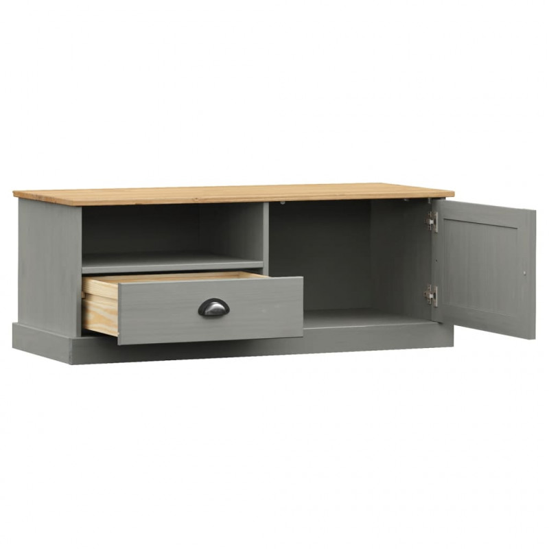 Szafka pod TV VIGO, szara, 106x40x40 cm, lite drewno sosnowe