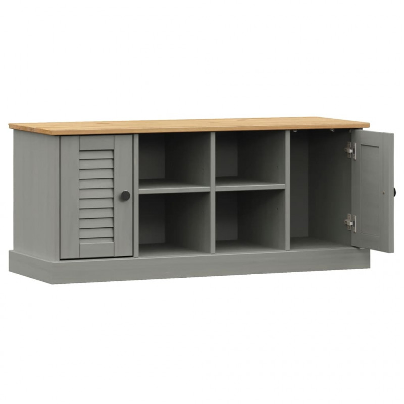 Szafka na buty VIGO, szara, 106x35x45 cm, lite drewno sosnowe
