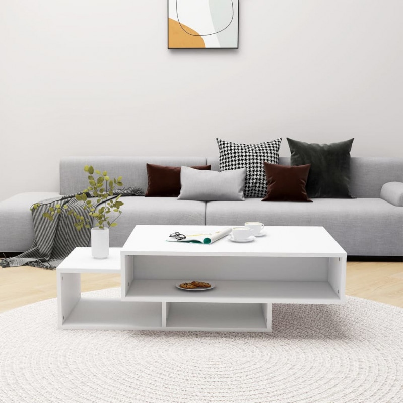 Stolik kawowy, biały, 105x55x32 cm, materiał drewnopochodny