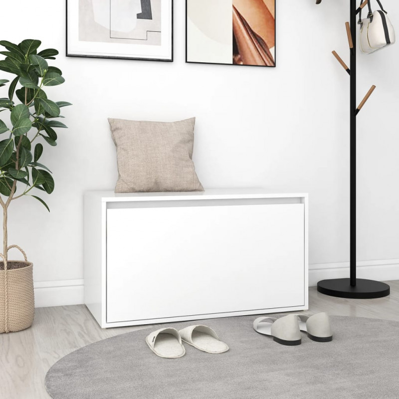 Ławka do przedpokoju, biała 80x40x45 cm materiał drewnopochodny