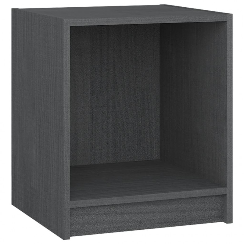 Szafki nocne, 2 szt., szare, 35,5x33,5x41,5 cm, drewno sosnowe