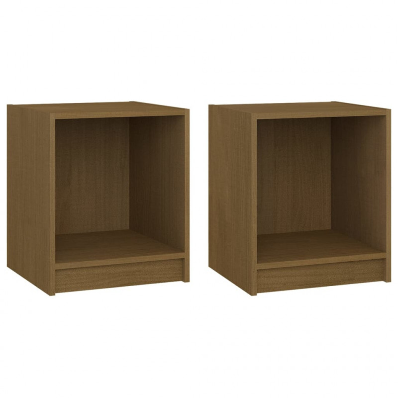 Szafki nocne, 2 szt., miodowe, 35,5x33,5x41,5, drewno sosnowe