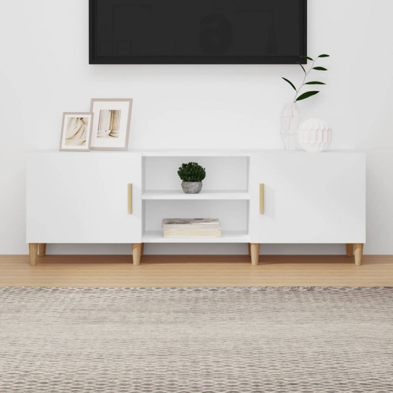 Szafka pod TV, biała, 150x30x50 cm, materiał drewnopochodny