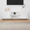 Szafka pod TV, biała, 150x30x50 cm, materiał drewnopochodny