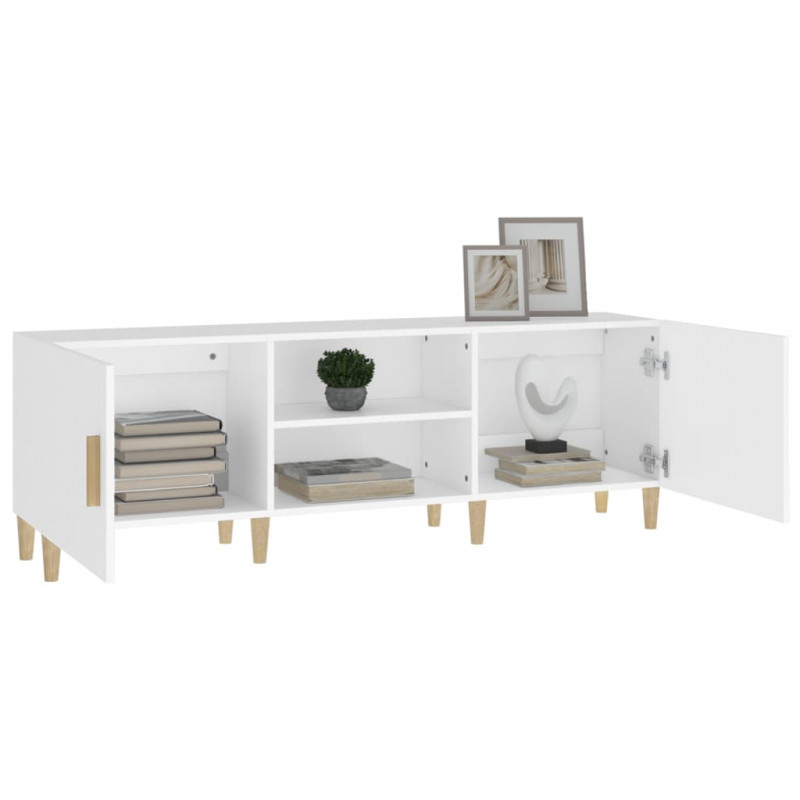Szafka pod TV, biała, 150x30x50 cm, materiał drewnopochodny
