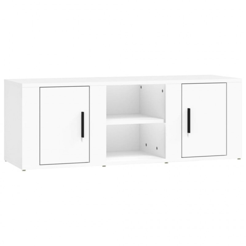 Szafka pod TV, biała, 100x31,5x35 cm, materiał drewnopochodny