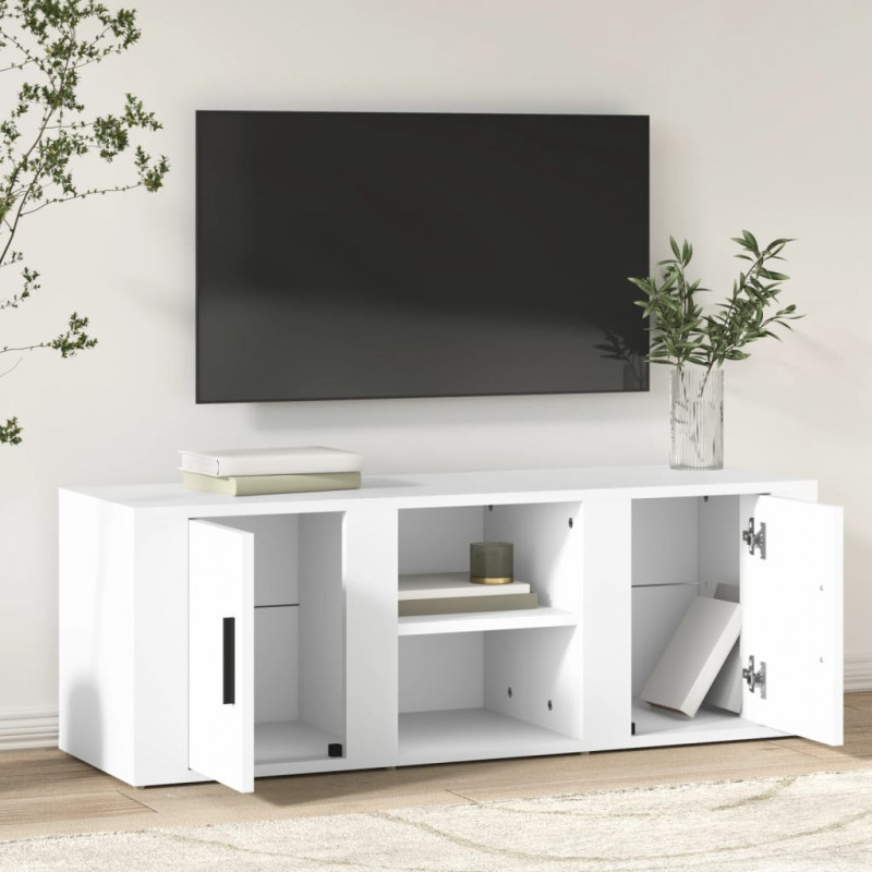 Szafka pod TV, biała, 100x31,5x35 cm, materiał drewnopochodny