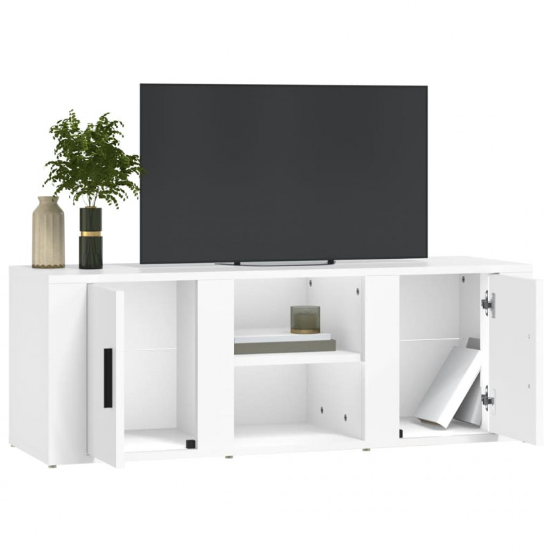 Szafka pod TV, biała, 100x31,5x35 cm, materiał drewnopochodny