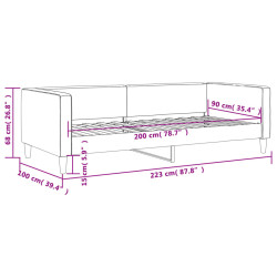 Sofa z funkcją spania, jasnoszara, 90x200 cm, obita tkaniną