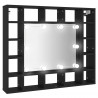 Szafka z lustrem i oświetleniem LED, czarna, 91x15x76,5 cm