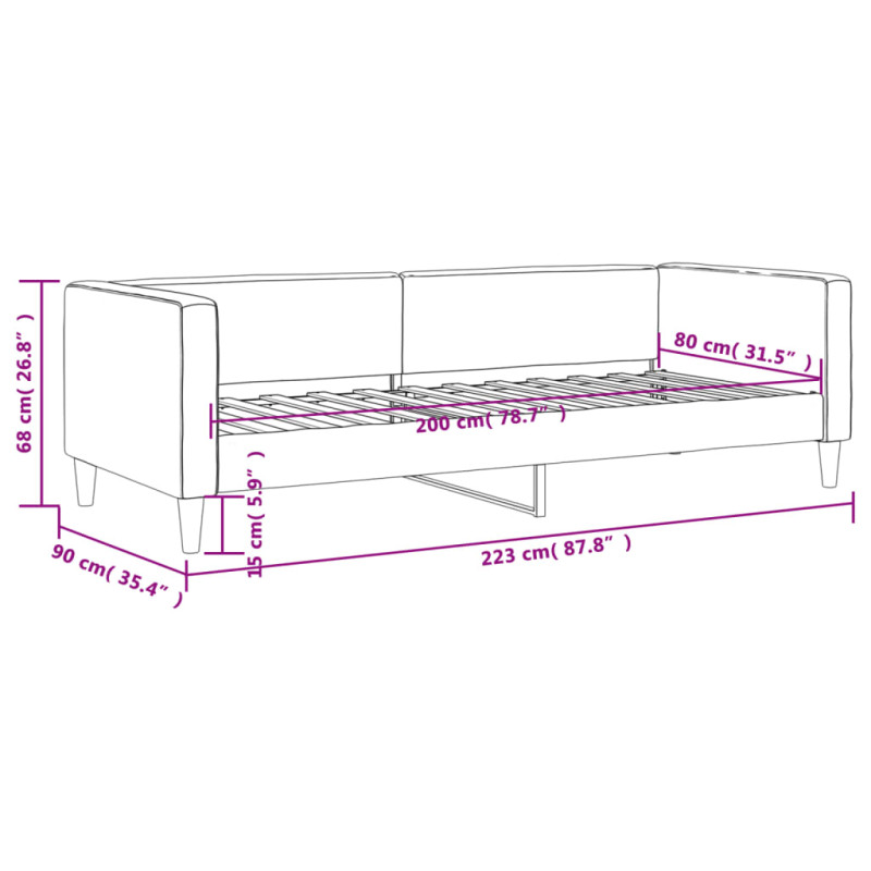 Sofa z funkcją spania, kolor taupe, 80x200 cm, obite tkaniną