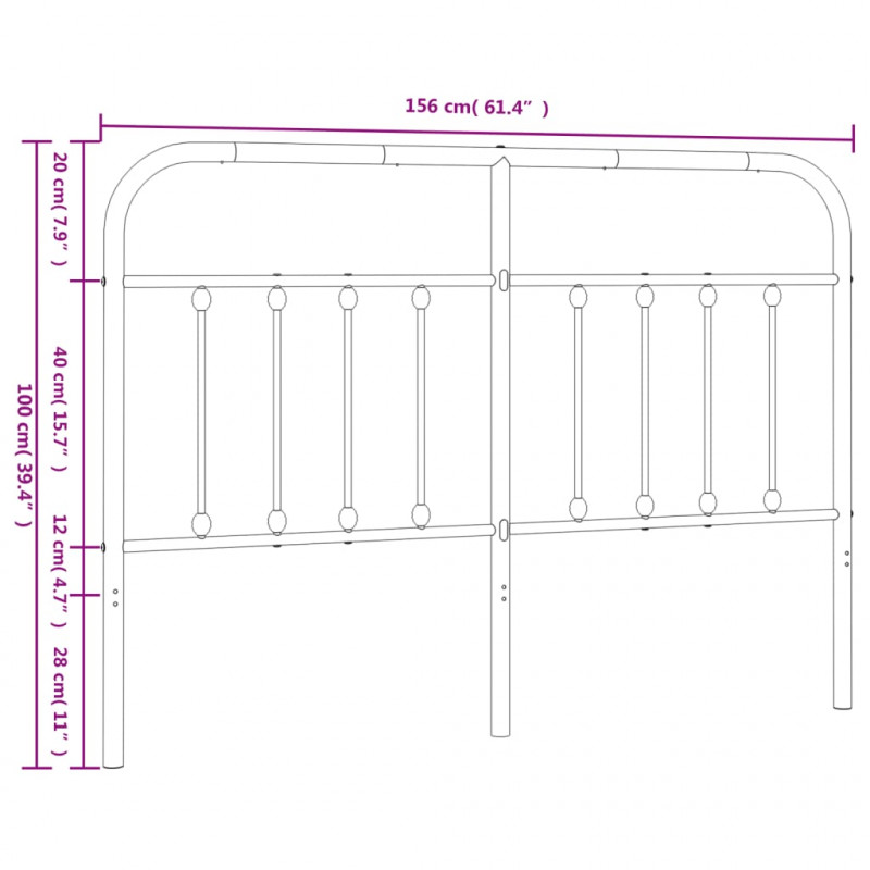 Metalowe wezgłowie, białe, 150 cm