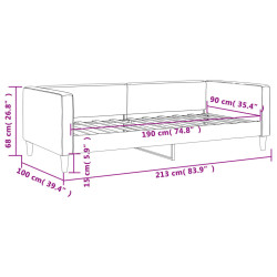 Sofa z funkcją spania, czarna, 90x190 cm, obita tkaniną