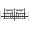 Metalowa rama łóżka z wezgłowiem i zanóżkiem, czarna, 193x203cm