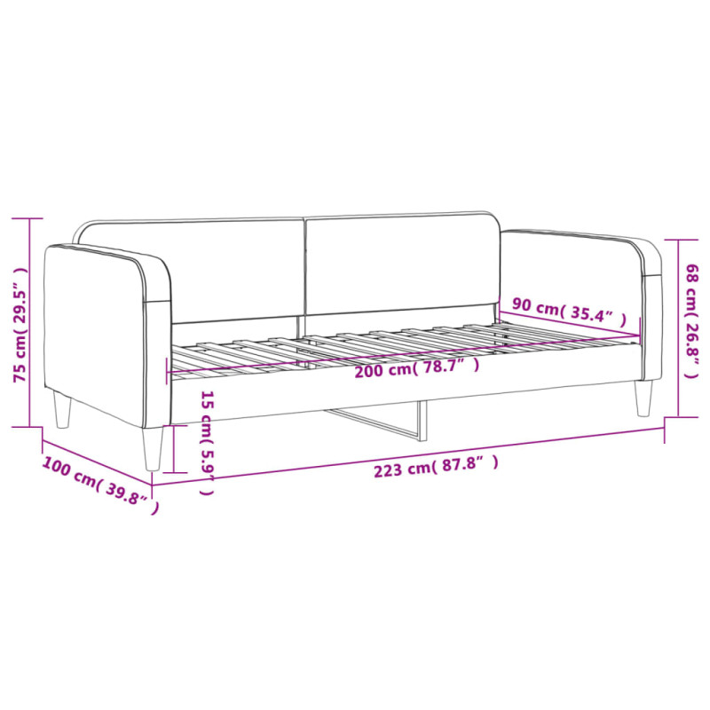 Sofa z funkcją spania, kremowe, 90x200 cm, obita tkaniną