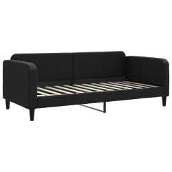 Sofa z funkcją spania, czarna, 90x200 cm, obita tkaniną